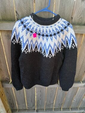 Source Unknown Black and Blue Nordic Turtleneck Sweater